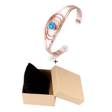 Load image into Gallery viewer, Vinci Blue Stone Open Cuff Magnetic Copper Bracelet with gift box and bag
