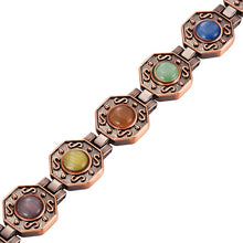 Load image into Gallery viewer, Octagon Magnetic Antique Copper Bio Charm Bracelet close up
