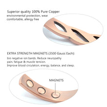 Load image into Gallery viewer, Vinci Crystals Pure Copper Magnetic Bangle close up description
